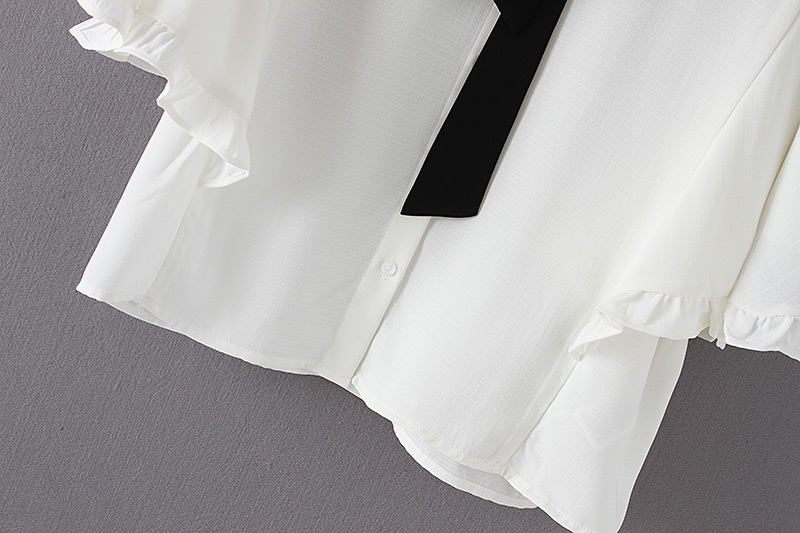 Fashion White Bowknot Shape Decprated Blouse,Sunscreen Shirts