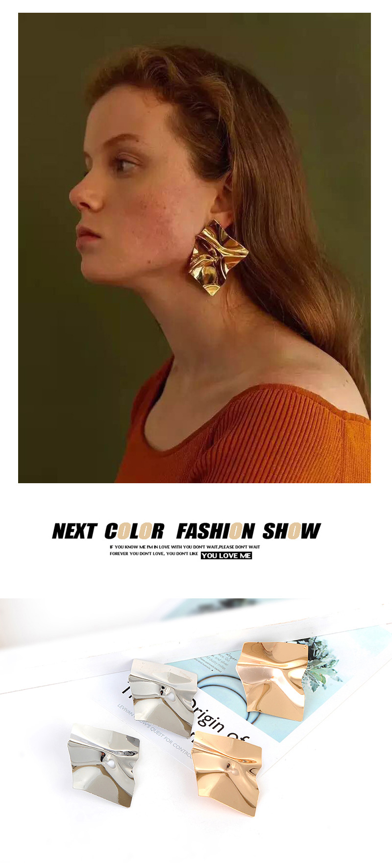 Fashion Gold Color Geometric Shape Decorated Earrings,Stud Earrings