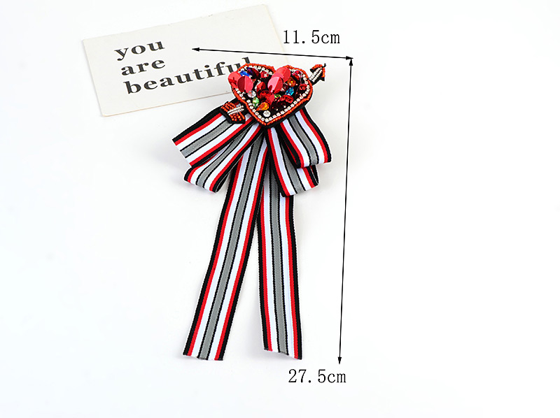 Fashion Red+black Heart Shape Decorated Bowknot Brooch,Korean Brooches