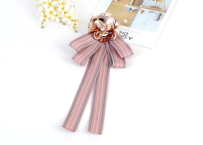 Fashion Pink Paillette Decorated Bowknot Brooch,Korean Brooches