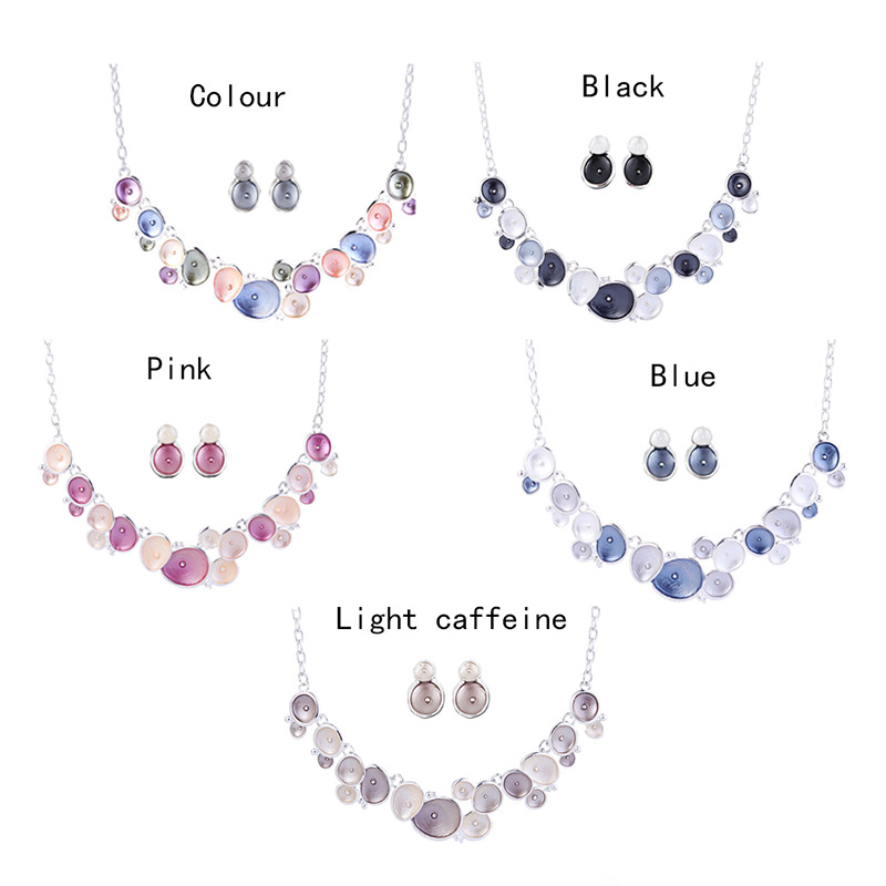 Fashion Pink Round Shape Decorated Multi-color Jewelry Sets,Jewelry Sets