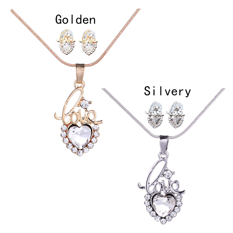 Fashion Gold Color Letter Shape Decorated Heart Jewelry Sets,Jewelry Sets