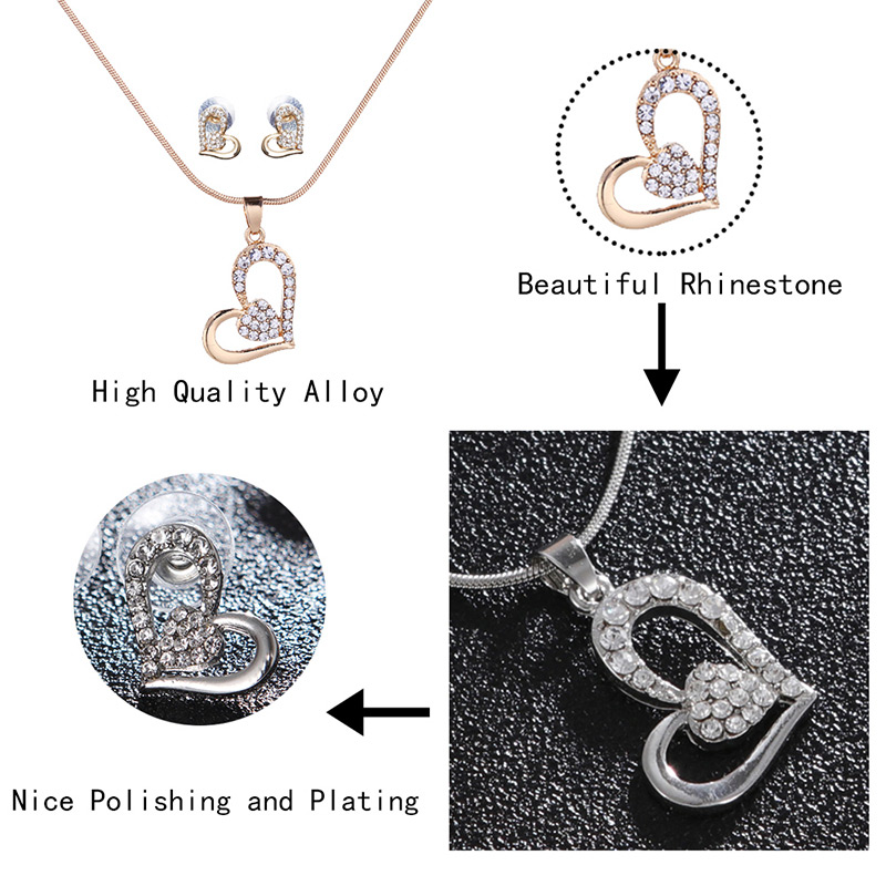 Fashion Gold Color Full Diamond Decorated Heart Jewelry Sets,Jewelry Sets