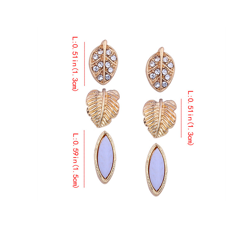 Fashion Gold Color Leaf Shape Decorated Earrings(3pcs),Earrings set