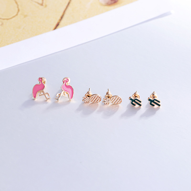 Fashion Gold Color Flamingos Shape Decorated Earrings(3pcs),Earrings set