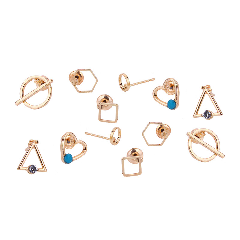 Fashion Gold Color Geometric Shape Decorated Earrings(6pcs),Earrings set