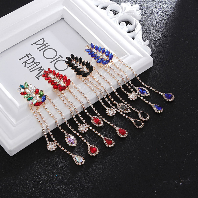 Fashion Black Full Diamond Decorated Multi-color Earrings,Drop Earrings