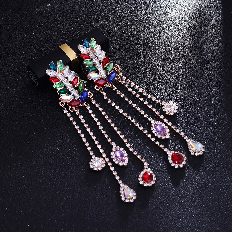 Fashion Multi-color Full Diamond Decorated Multi-color Earrings,Drop Earrings