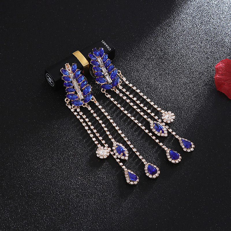 Fashion Black Full Diamond Decorated Multi-color Earrings,Drop Earrings