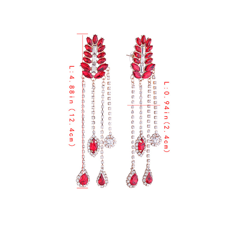 Fashion Red Full Diamond Decorated Multi-color Earrings,Drop Earrings