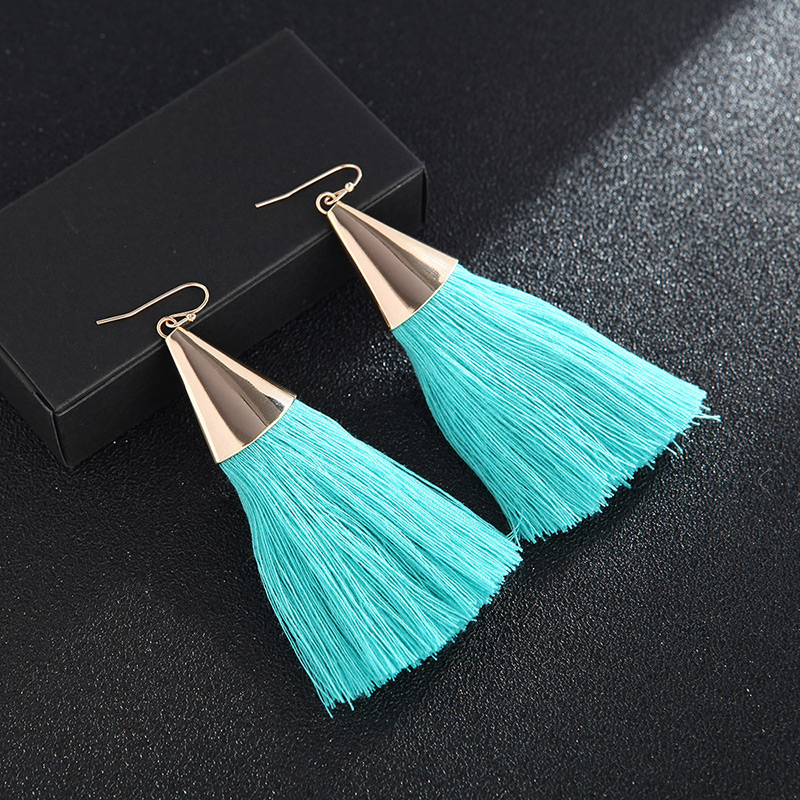 Fashion Light Blue Tassel Decorated Earrings,Drop Earrings