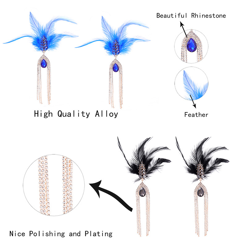 Fashion Blue Waterdrop Shape Decorated Tassel Earrings,Drop Earrings
