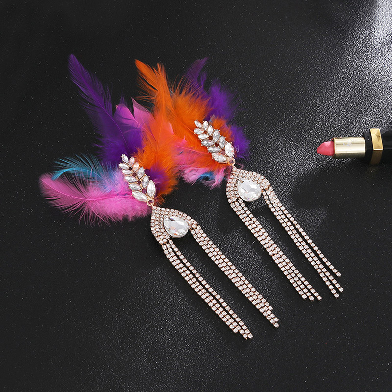 Fashion Multi-color Waterdrop Shape Decorated Tassel Earrings,Drop Earrings