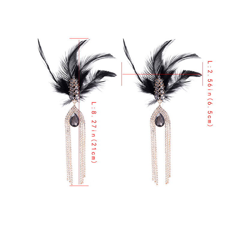Fashion Black Waterdrop Shape Decorated Tassel Earrings,Drop Earrings