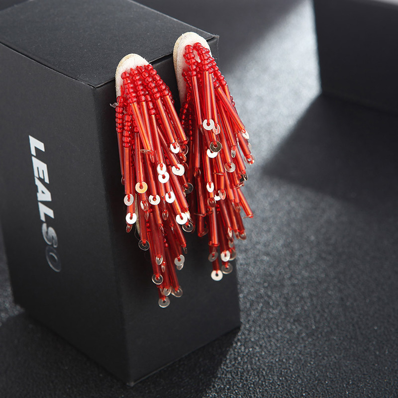 Fashion Red Tassel Shape Design Earrings,Drop Earrings