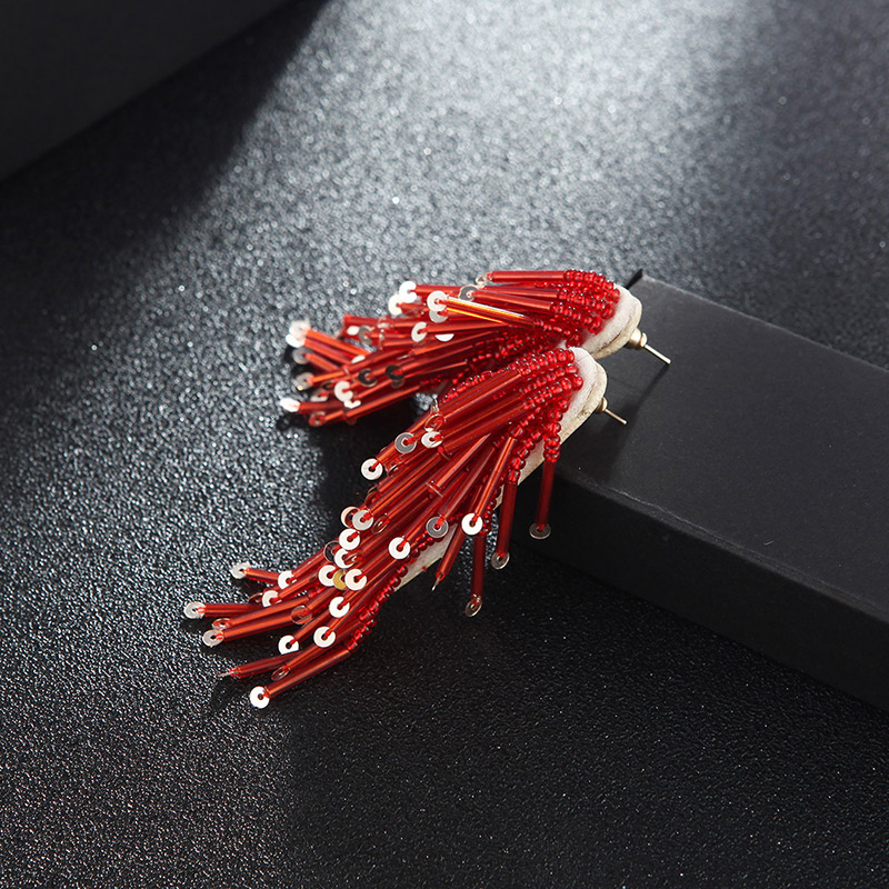 Fashion Red Tassel Shape Design Earrings,Drop Earrings