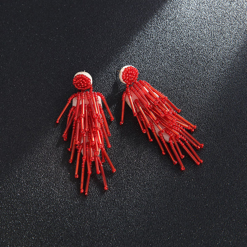 Fashion Red Pure Color Decortaed Tassel Earrings,Drop Earrings