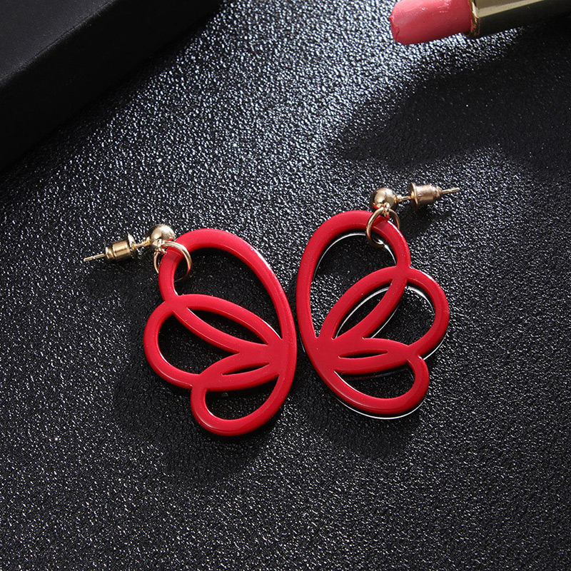 Fashion Claret-red Wing Shape Decorated Earrings,Drop Earrings