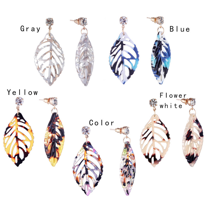 Fashion Multi-color Leaf Shape Decorated Hollow Out Earrings,Drop Earrings