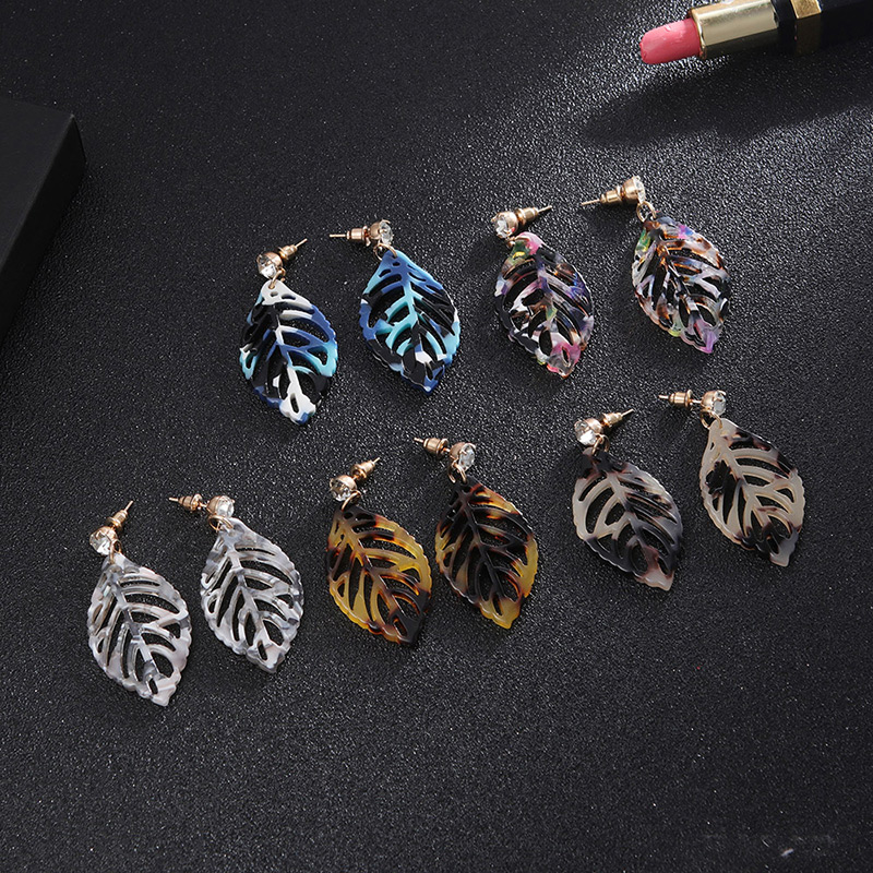 Fashion Yellow Leaf Shape Decorated Hollow Out Earrings,Drop Earrings