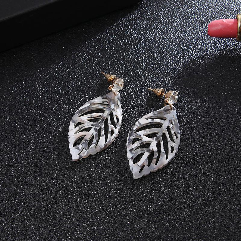 Fashion White Leaf Shape Decorated Hollow Out Earrings,Drop Earrings