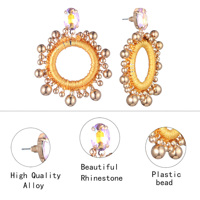 Fashion Yellow Round Shape Decorated Earrings,Drop Earrings