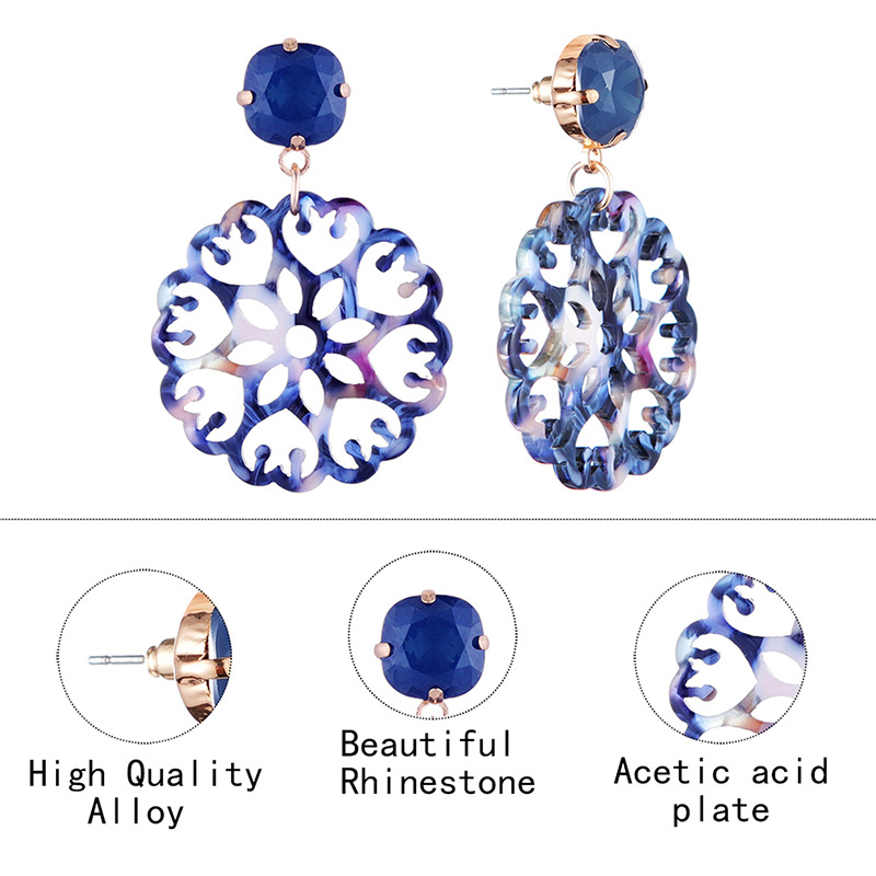 Fashion Blue Hollow Out Design Flower Earrings,Drop Earrings