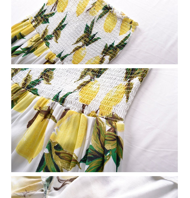 Fashion Yellow Mango Pattern Decorated Dress,Long Dress