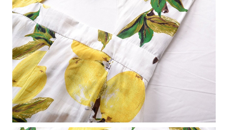 Fashion Yellow Mango Pattern Decorated Dress,Pants