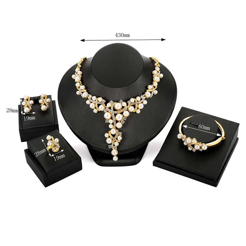 Fashion Gold Color Flower Shape Decorated Jewelry Set( 4 Pcs ),Jewelry Sets