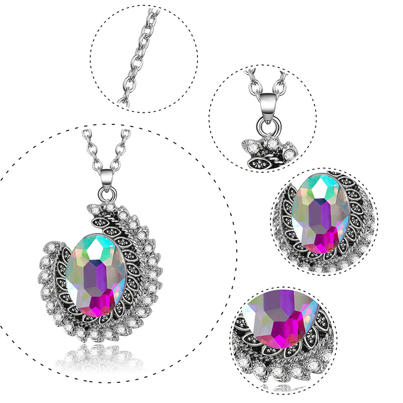 Fashion Silver Color Oval Shape Decorated Jewelry Set (3 Pcs),Jewelry Sets