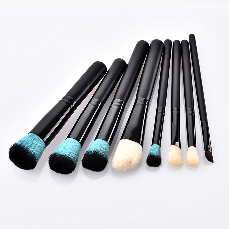 Fashion Black Round Shape Decorated Makeup Brush(8 Pcs ),Beauty tools