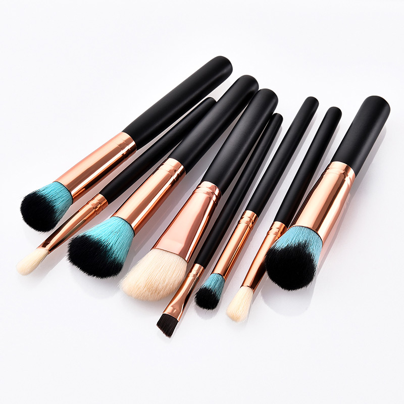 Fashion Black+gold Color Round Shape Decorated Makeup Brush(8 Pcs ),Beauty tools