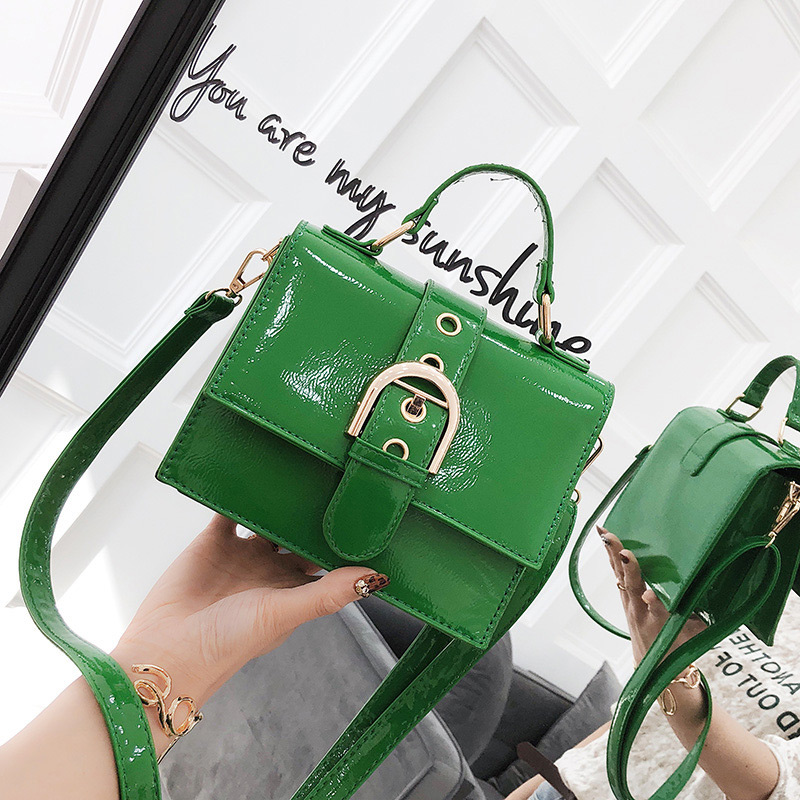Fashion Green Buckle Decorated Shoulder Bag,Handbags