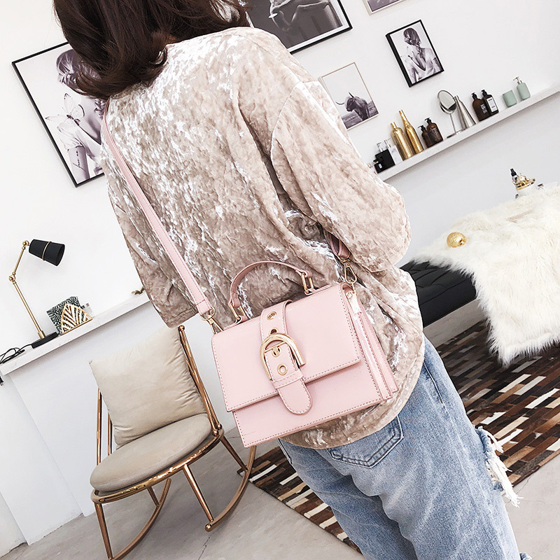 Fashion Pink Buckle Decorated Shoulder Bag,Handbags