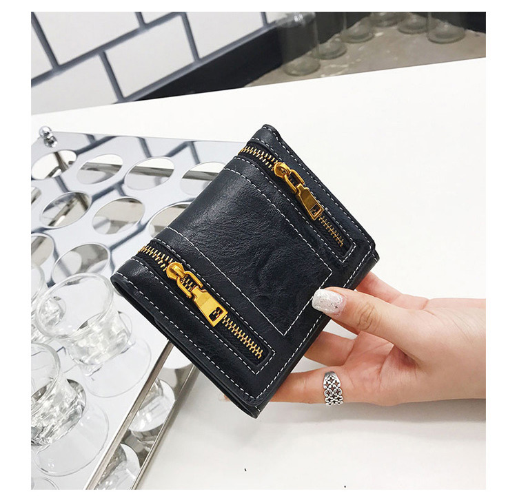 Fashion Black Zipper Decorated Wallet,Wallet