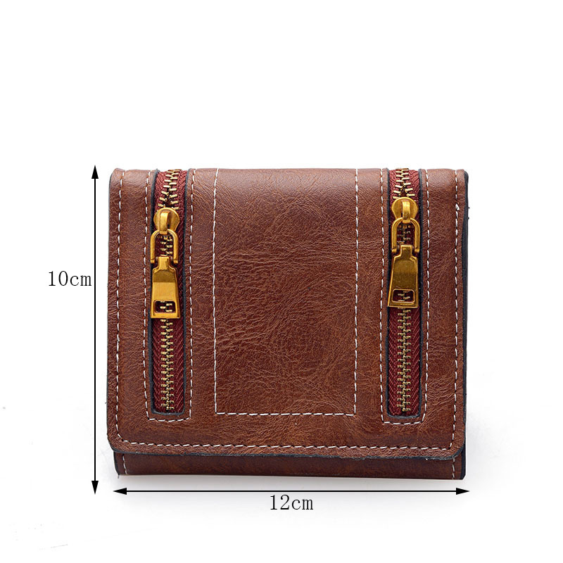 Fashion Brown Zipper Decorated Wallet,Wallet