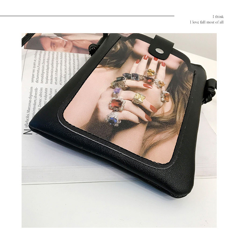 Fashion Black+white Girl Pattern Decorated Shoulder Bag,Wallet