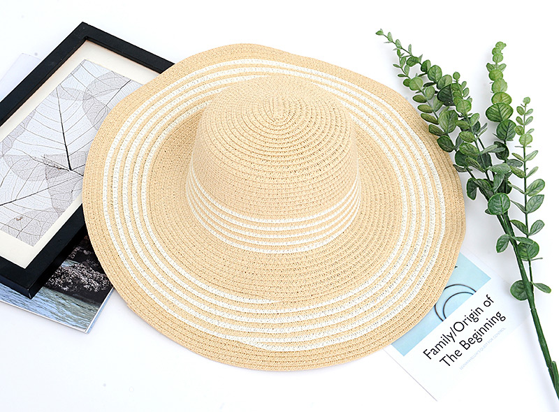 Fashion Beige Stripe Pattern Decorated Hat,Sun Hats