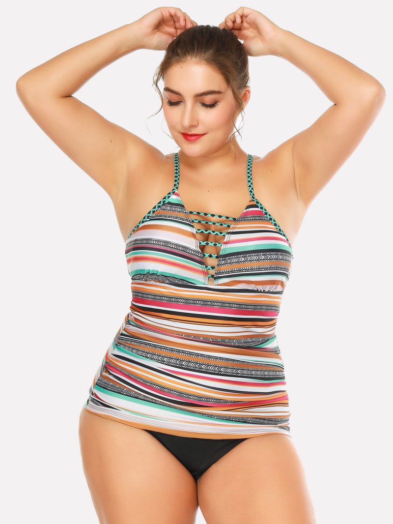 Fashion Multi-color Stripe Pattern Decorated Swimwear,Bikini Sets