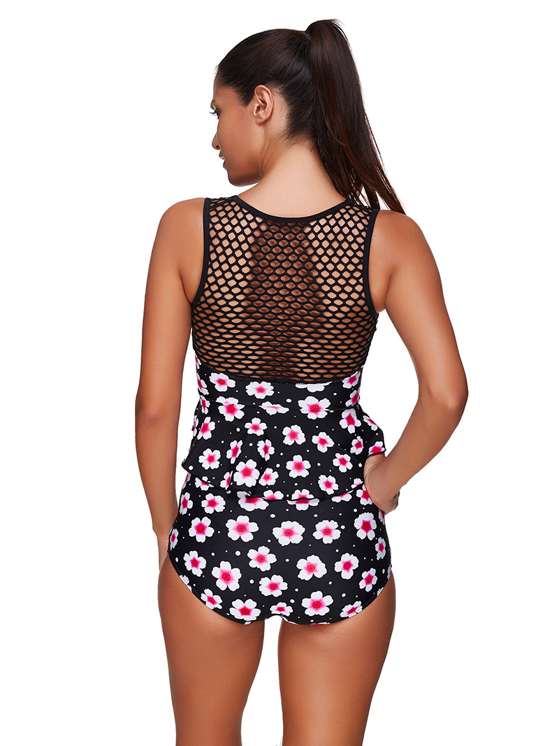 Fashion Black Flower Pattern Decorated Swimwear,Bikini Sets