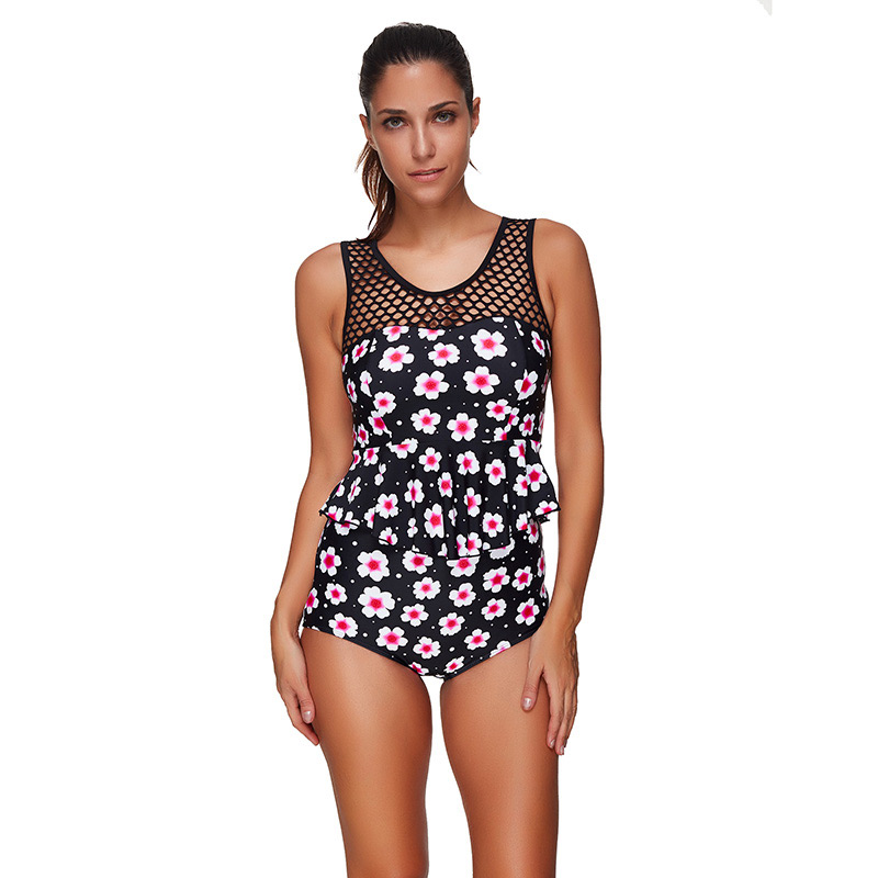 Fashion Black Flower Pattern Decorated Swimwear,Bikini Sets