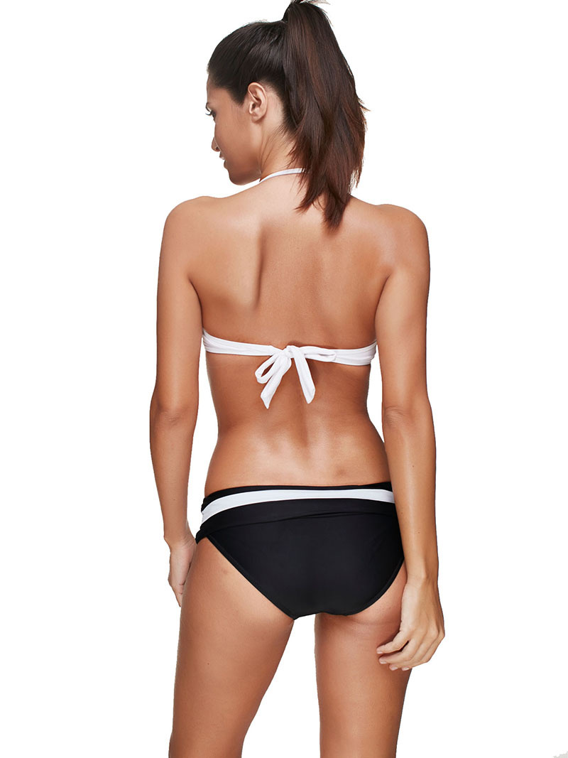 Fashion Black+white Stripe Pattern Decorated Swimwear,Bikini Sets