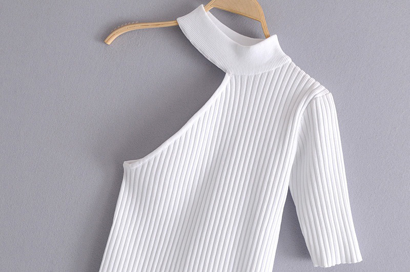 Fashion White Pure Color Decorated Shirt,Sweater