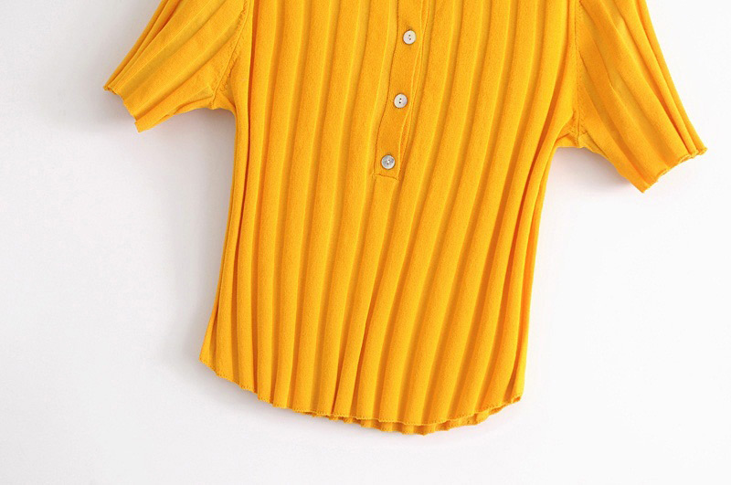 Fashion Yellow Button Decorated Shirt,Sweater