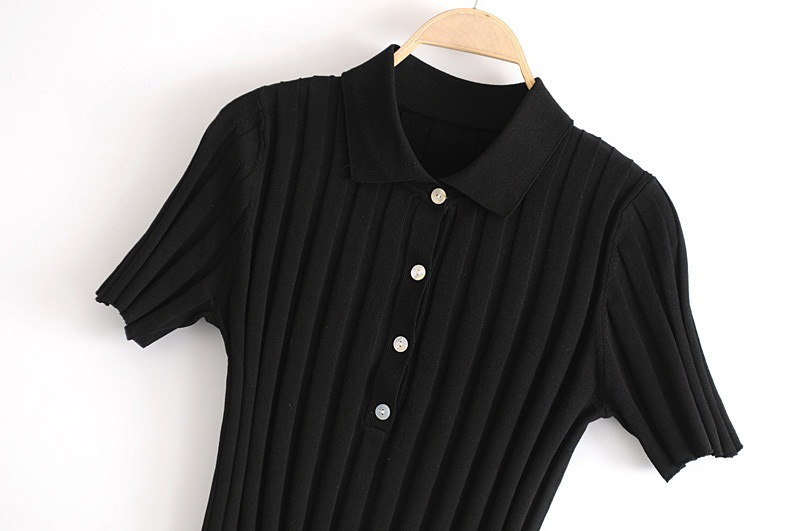 Fashion Black Button Decorated Shirt,Sweater