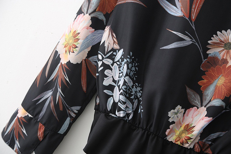Fashion Black Flower Pattern Decorated Jumpsuit,Pants