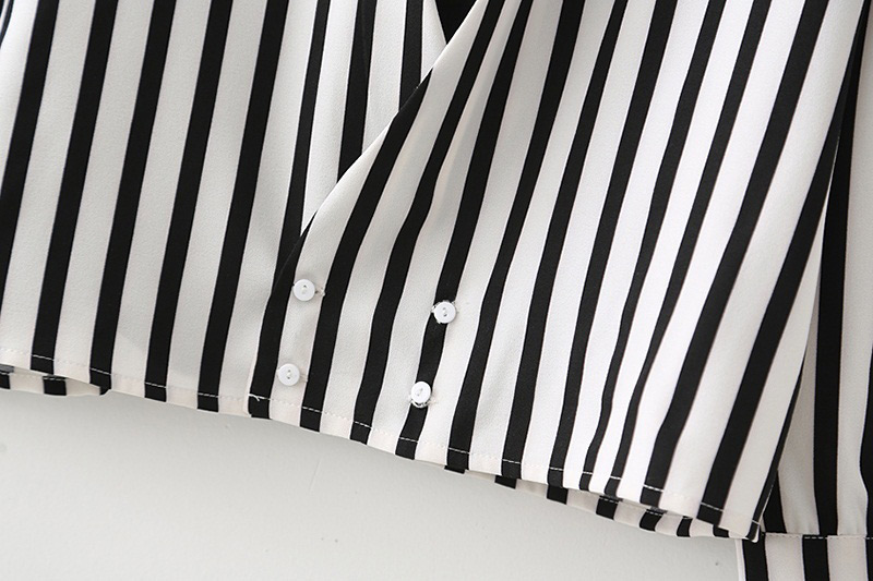 Fashion Black+white Stripe Pattern Decorated Shirt,Tank Tops & Camis