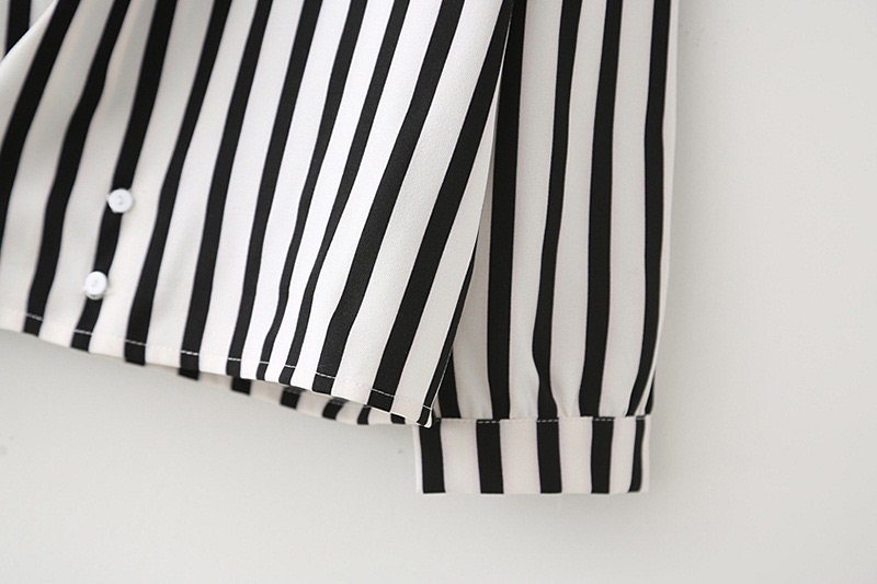Fashion Black+white Stripe Pattern Decorated Shirt,Tank Tops & Camis