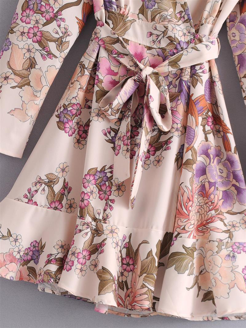 Fashion Beige Flower Pattern Decorated Dress,Long Dress